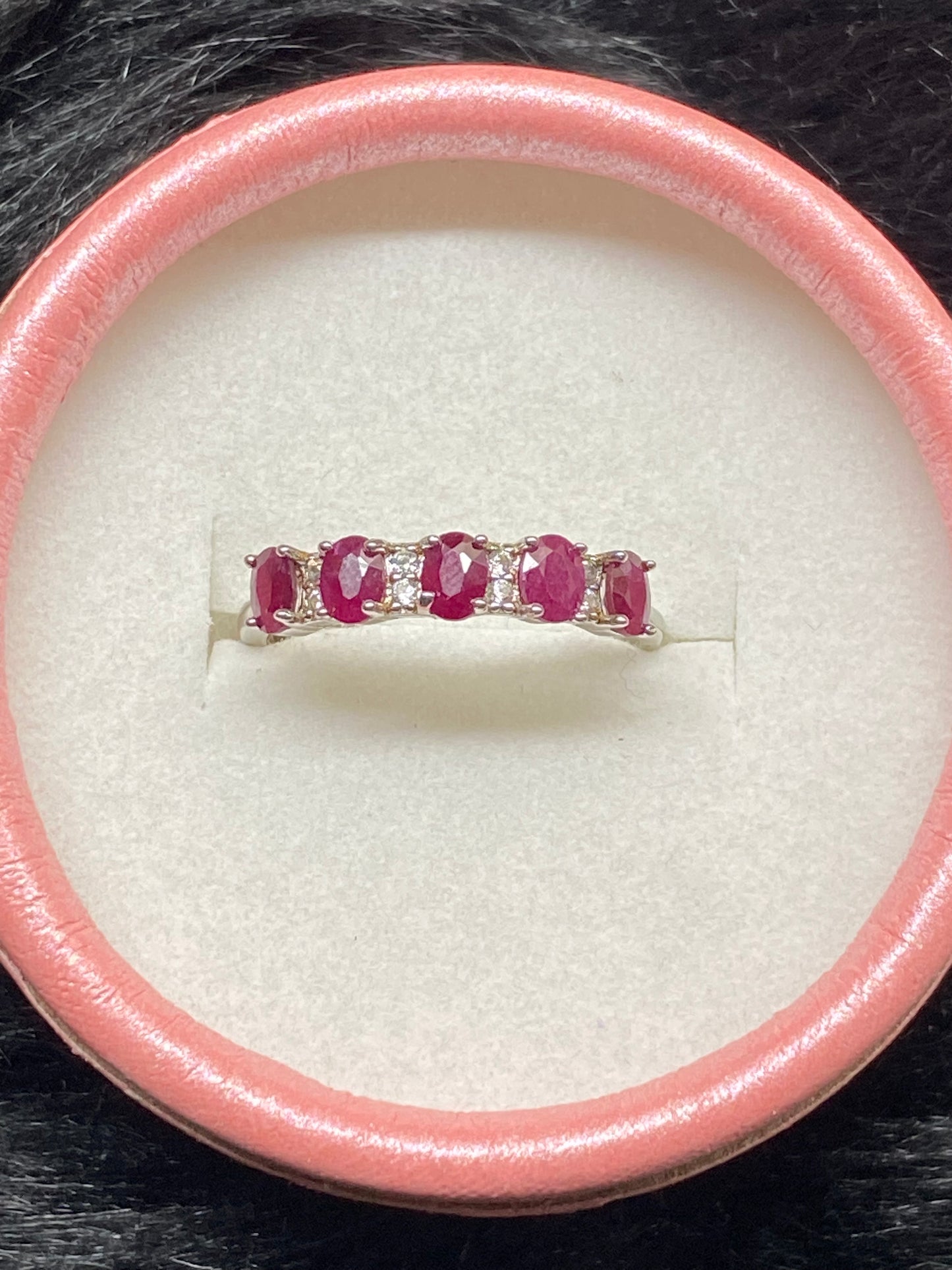 S925 Half Eternity Ruby Rings